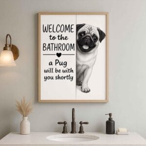 Pug Bathroom Poster