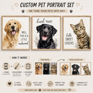 Custom Pet Portrait Bathroom Wall Art |